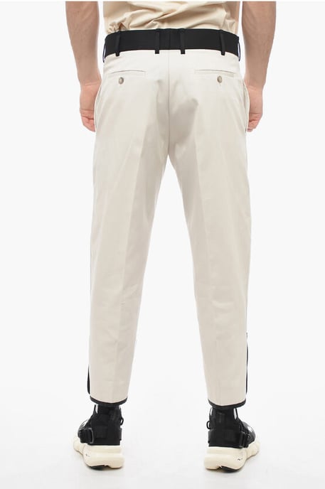 Slim Fit-Hose TOM aus Baumwolltwill mit kontrastierendem Bund in Weiß - Image 2