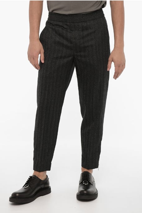 Slim Fit Hose aus Schurwolle mit Knöchelreißverschluss in Grau - Image 1