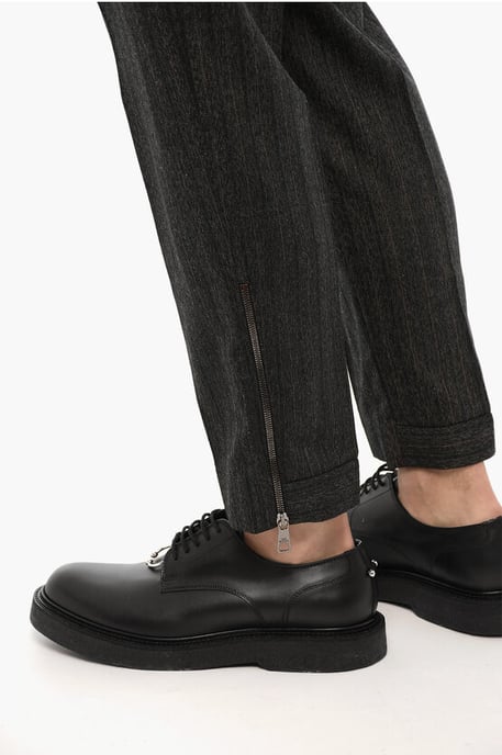 Slim Fit Hose aus Schurwolle mit Knöchelreißverschluss in Grau - Image 4