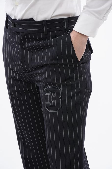 Nadelstreifen-Hose 23 Slim Fit aus Wollmischung in Blau - Image 3