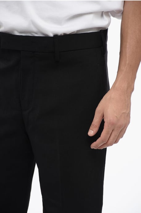 Regular Rise METAL HEM Wollmischungshose in Schwarz - Image 3