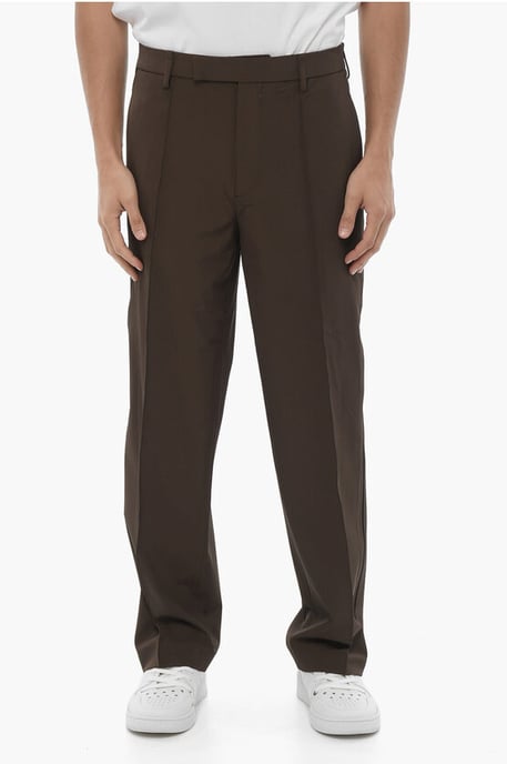 Gerade geschnittene Slim Fit-Piesenhose in Braun - Image 1