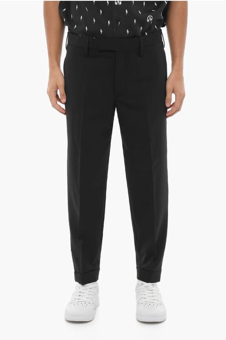 Slim Fit-Hose mit normaler Taille und Knöchelreißverschluss in Schwarz - Image 1