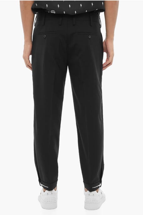 Slim Fit-Hose mit normaler Taille und Knöchelreißverschluss in Schwarz - Image 2