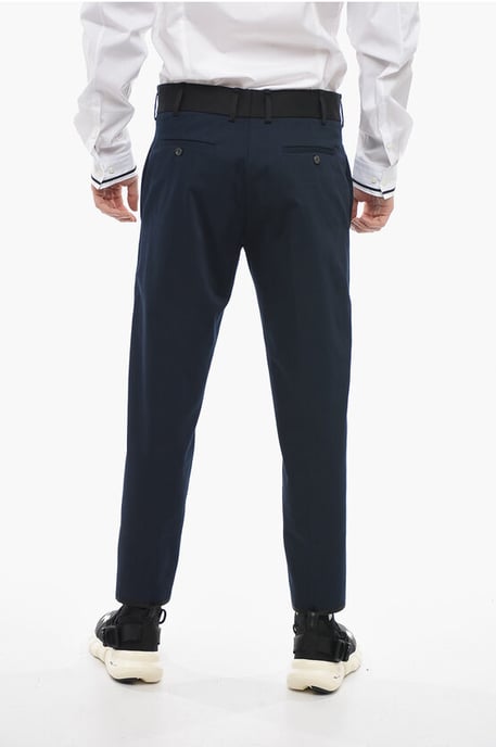 Slim Fit TOM Hose mit kontrastierenden Kanten und Knöchelknöpfen in Blau - Image 2