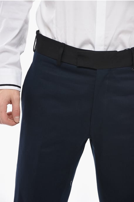 Slim Fit TOM Hose mit kontrastierenden Kanten und Knöchelknöpfen in Blau - Image 3
