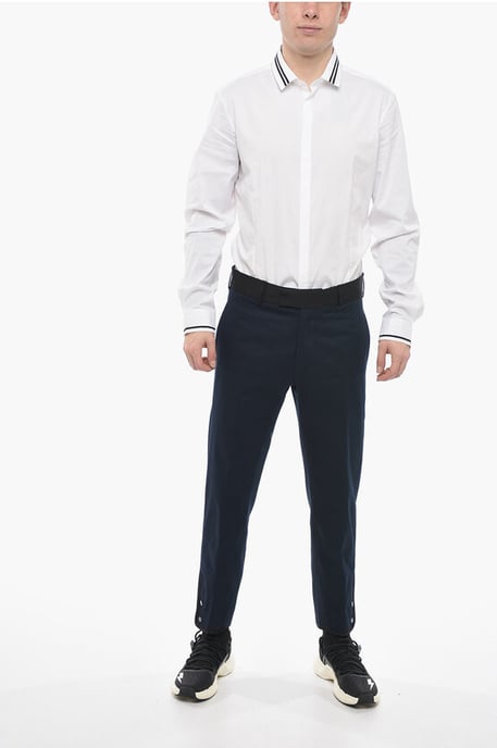Slim Fit TOM Hose mit kontrastierenden Kanten und Knöchelknöpfen in Blau - Image 4