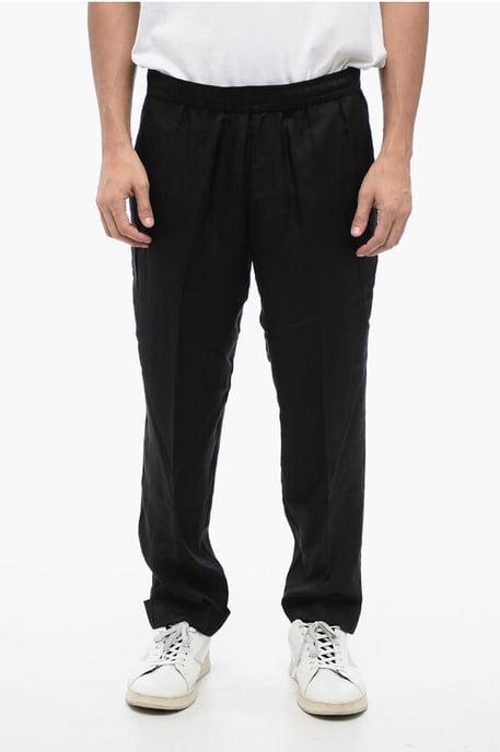 REM-Hose aus Viskose-Mix mit elastischem Bund in Schwarz - Image 1