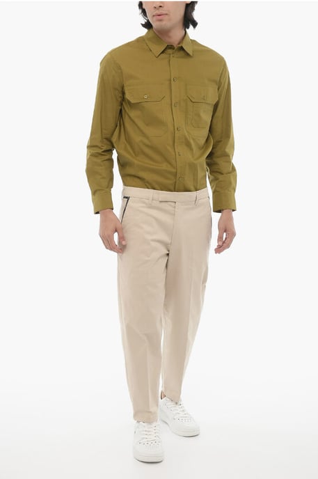 Regular Fit Slim Fit Hose mit Gürtelschlaufen in Beige - Image 4