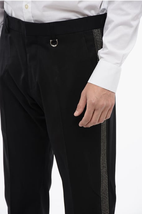 Wollhose AKULIN mit seitlichen Strassstreifen in Schwarz - Image 3