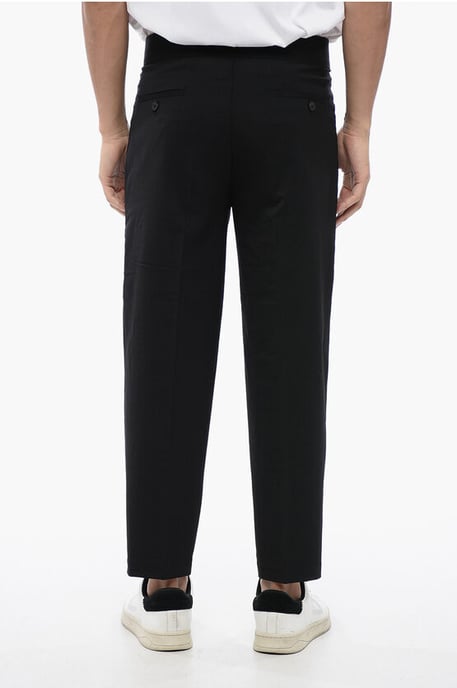 Tapered Fit Hose aus Leinenmischung mit doppelter Bundfalte in Schwarz - Image 2