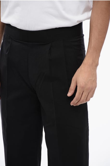 Tapered Fit Hose aus Leinenmischung mit doppelter Bundfalte in Schwarz - Image 3