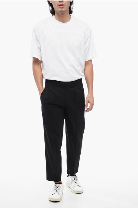 Tapered Fit Hose aus Leinenmischung mit doppelter Bundfalte in Schwarz - Image 4