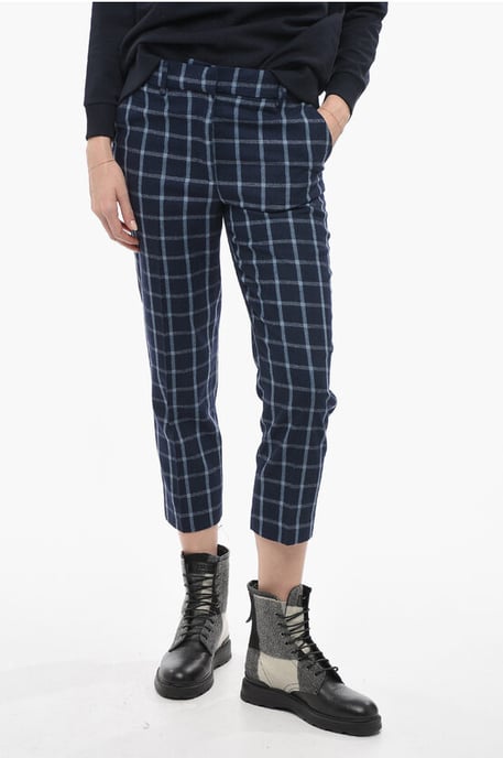 Woll-Mix COMFORT Hose mit Karomuster in Blau - Image 1