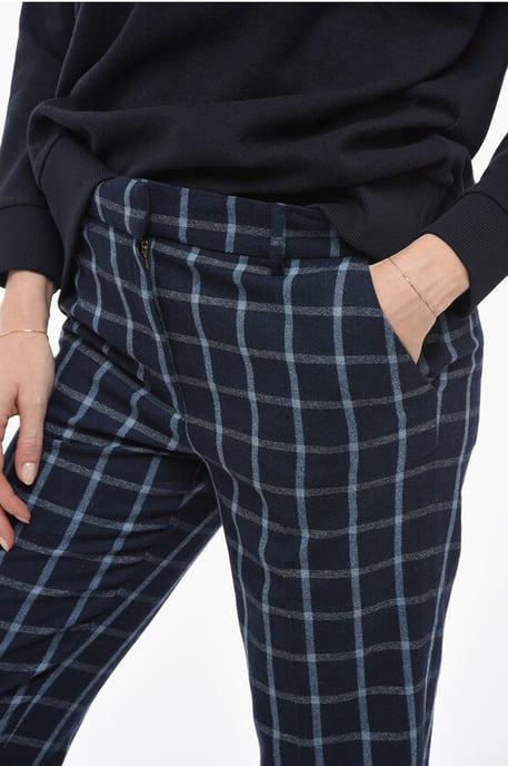 Woll-Mix COMFORT Hose mit Karomuster in Blau - Image 3