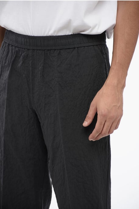 REM Slim Fit Hose aus zerknitterter Baumwolle in Grau - Image 3