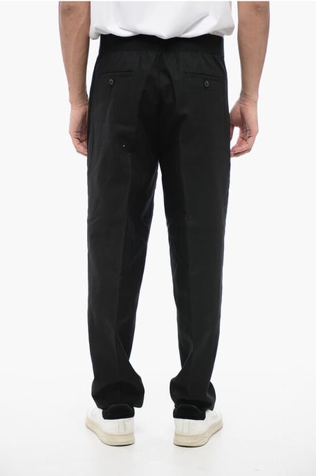 Tapered Fit Hose aus Leinenmischung mit doppelter Bundfalte in Schwarz - Image 2