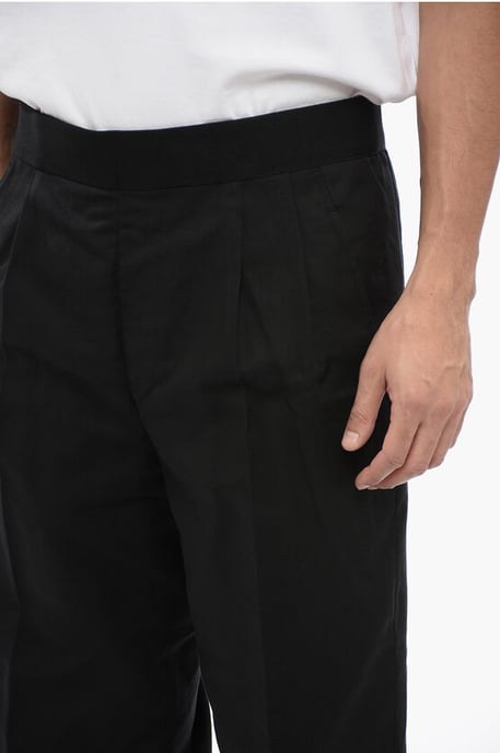 Tapered Fit Hose aus Leinenmischung mit doppelter Bundfalte in Schwarz - Image 3