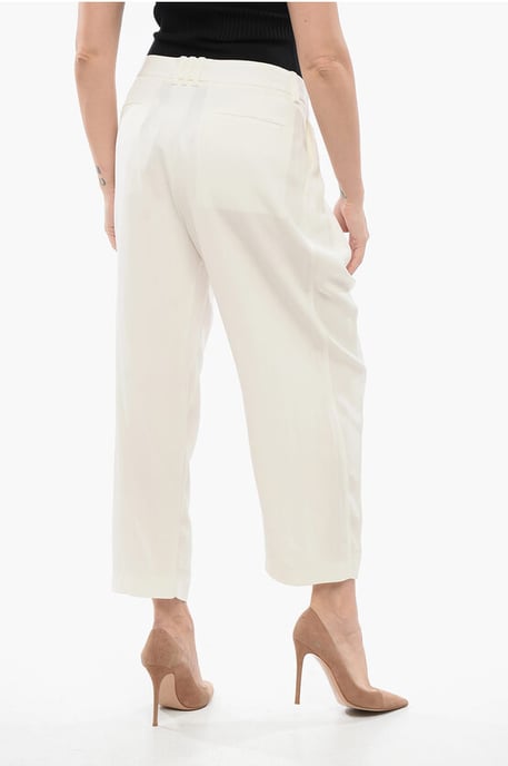 Tapered Fit-Hose aus Viskose mit einfacher Bundfalte in Weiß - Image 2