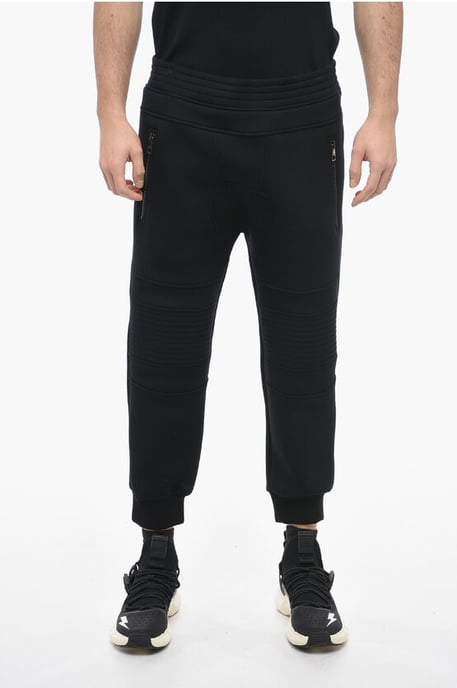 Neopren-Bikerhose mit niedriger Taille und schmaler Passform in Schwarz - Image 1