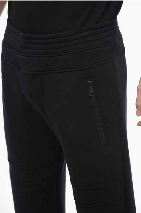 Neopren-Bikerhose mit niedriger Taille und schmaler Passform in Schwarz - Image 3