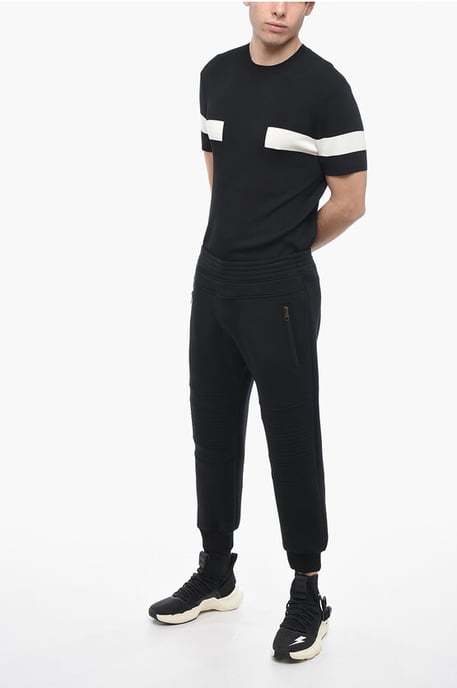 Neopren-Bikerhose mit niedriger Taille und schmaler Passform in Schwarz - Image 4