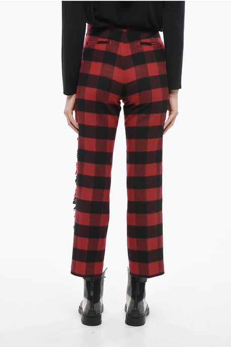Stretch-Wollhose mit Karomuster in Nero, Rosso - Image 2