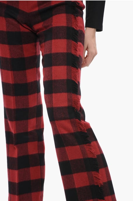 Stretch-Wollhose mit Karomuster in Nero, Rosso - Image 3