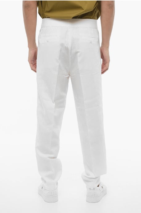 Slim Fit Hose mit doppelter Bundfalte und elastischem Bund in Weiß - Image 2