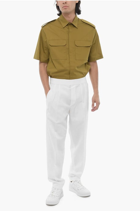 Slim Fit Hose mit doppelter Bundfalte und elastischem Bund in Weiß - Image 4