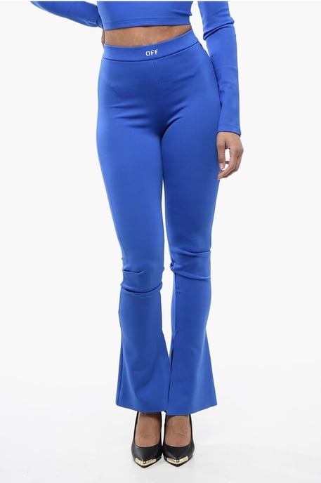 Einfarbige Leggings mit Knöchelschlitz in Blau - Image 1