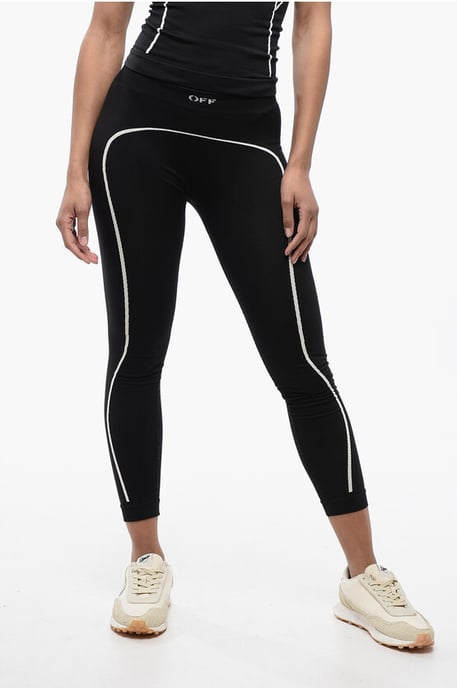 Nahtlose Leggings aus Stretch-Nylon in Schwarz - Image 1