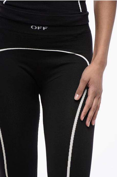 Nahtlose Leggings aus Stretch-Nylon in Schwarz - Image 3