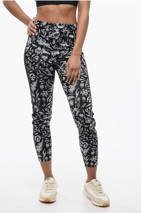 Leggings mit Old-School-Motiv und Logoband in Schwarz und Weiß - Image 1