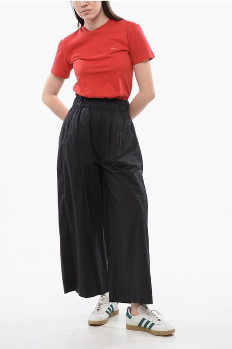 Cropped-Fit-Hose aus Popeline-Baumwolle in Schwarz - Image 4