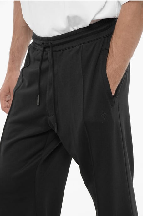 Schwarze Trainingshose mit weitem Bein und Kordelzug in der Taille - Image 3