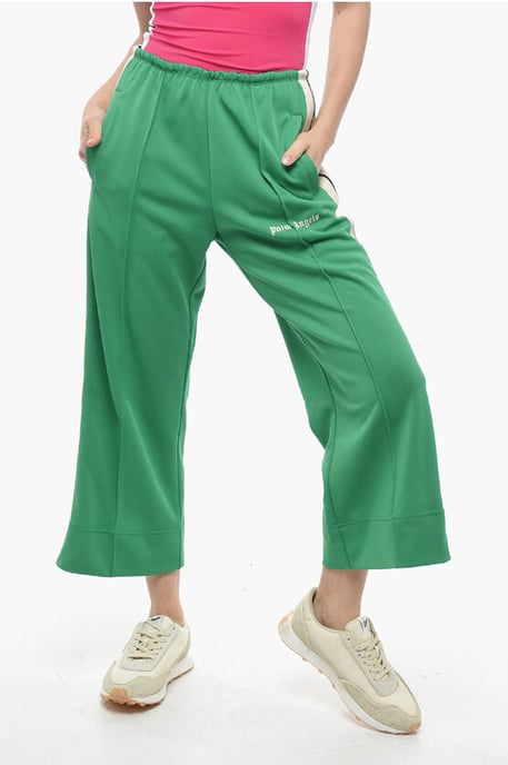 Track Flared Pants mit kontrastierenden Seitenbändern in Grün - Image 1