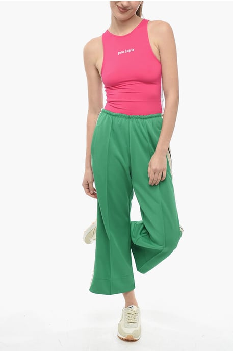 Track Flared Pants mit kontrastierenden Seitenbändern in Grün - Image 4
