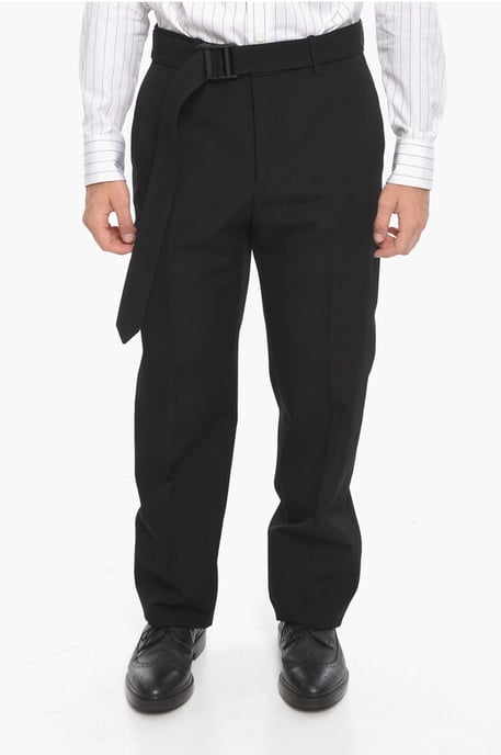 SEASONAL BUCKLE DRY Wollhose mit Gürtel in Schwarz - Image 1