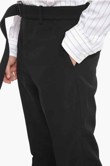 SEASONAL BUCKLE DRY Wollhose mit Gürtel in Schwarz - Image 3