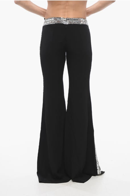 Flare-Fit-Hose mit seitlichen Paillettenbändern in Schwarz - Image 4