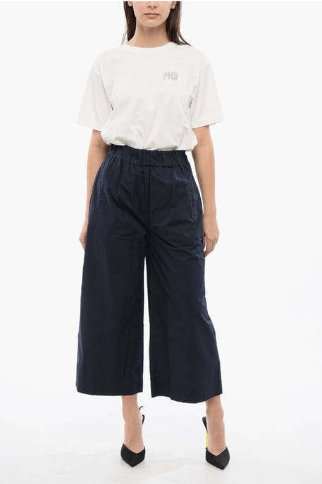 Cropped-Fit-Hose aus Popeline-Baumwolle in Blau - Image 4