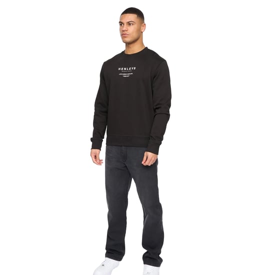 Henleys - "Henstack" Sweatshirt Rundhalsausschnitt für Herren (Schwarz) - Image 3