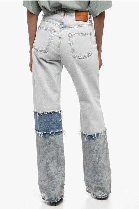 Baumwoll-Jeans im Boyfriend-Fit mit kontrastierenden Bändern 24 cm in Hellblau - Image 2