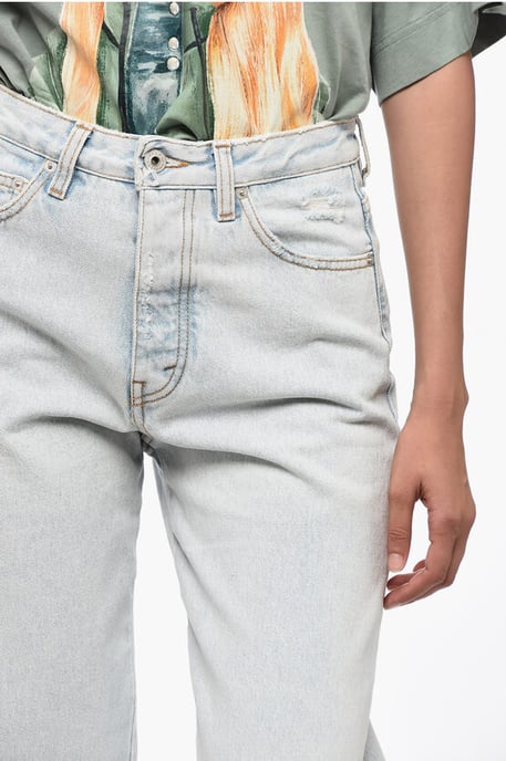 Baumwoll-Jeans im Boyfriend-Fit mit kontrastierenden Bändern 24 cm in Hellblau - Image 3