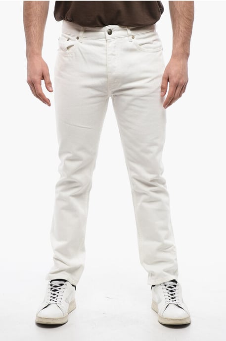 5-Pocket-Slim-Fit-Jeans mit Gürtelschlaufen 18 cm in Weiß - Image 1
