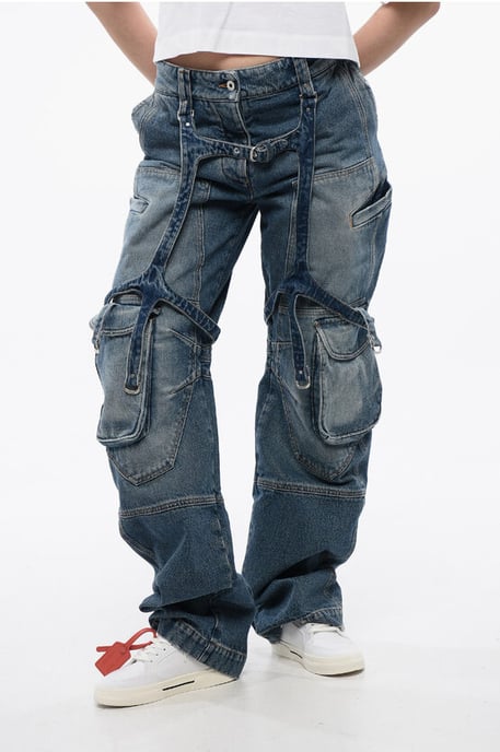 Loose Fit Cargo-Jeans mit normaler Taille in Blau - Image 1