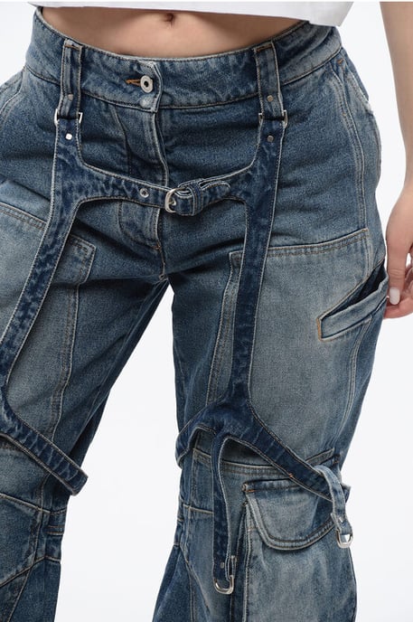 Loose Fit Cargo-Jeans mit normaler Taille in Blau - Image 3
