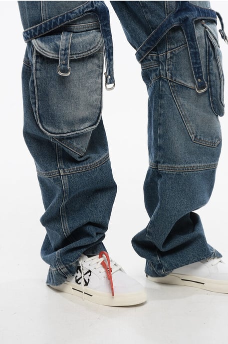 Loose Fit Cargo-Jeans mit normaler Taille in Blau - Image 4