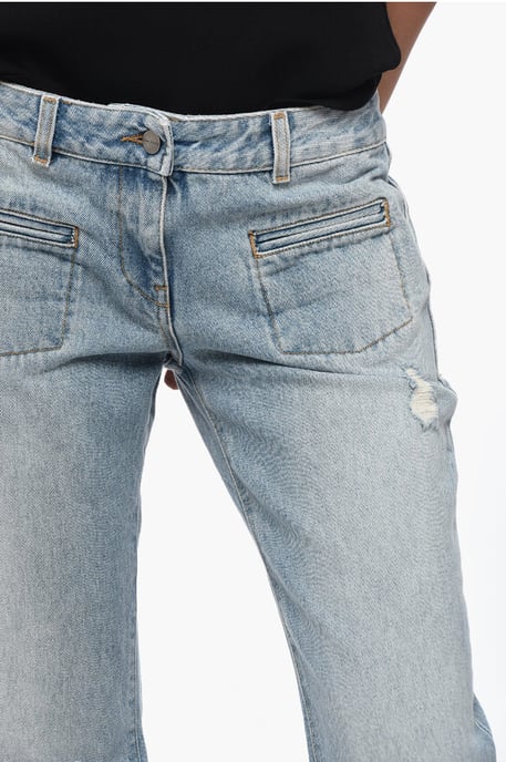 Leicht verwaschene Bootcut-Jeans 29 cm in Blau - Image 3